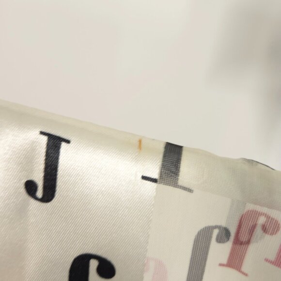 Vintage Novelty Print Alphabet Letter J Silky Sheer Scarf Made in Korea - Picture 4 of 7